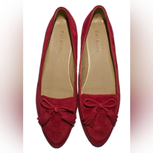 Talbots Shoes - 268. Talbots Francesca Red Suede Driving Loafers - Women's Size 8W (HC)